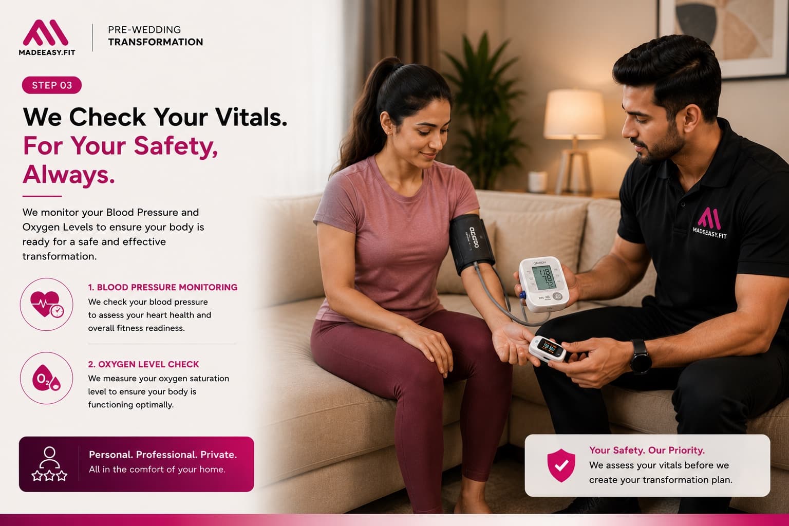 MadeEasy assessment system step 03: We Check Your Vitals.