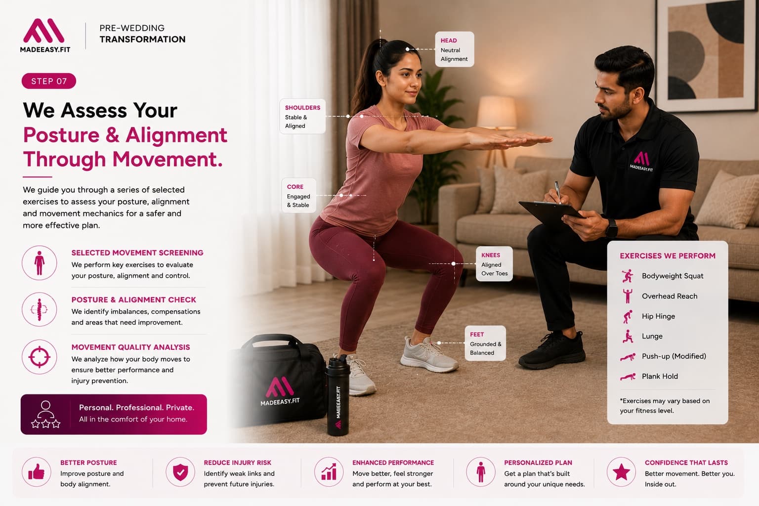 MadeEasy assessment system step 07: We Assess Posture Through Movement.