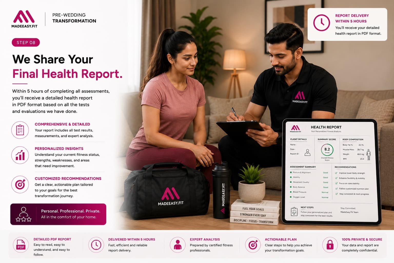 MadeEasy assessment system step 08: We Share Your Final Health Report.