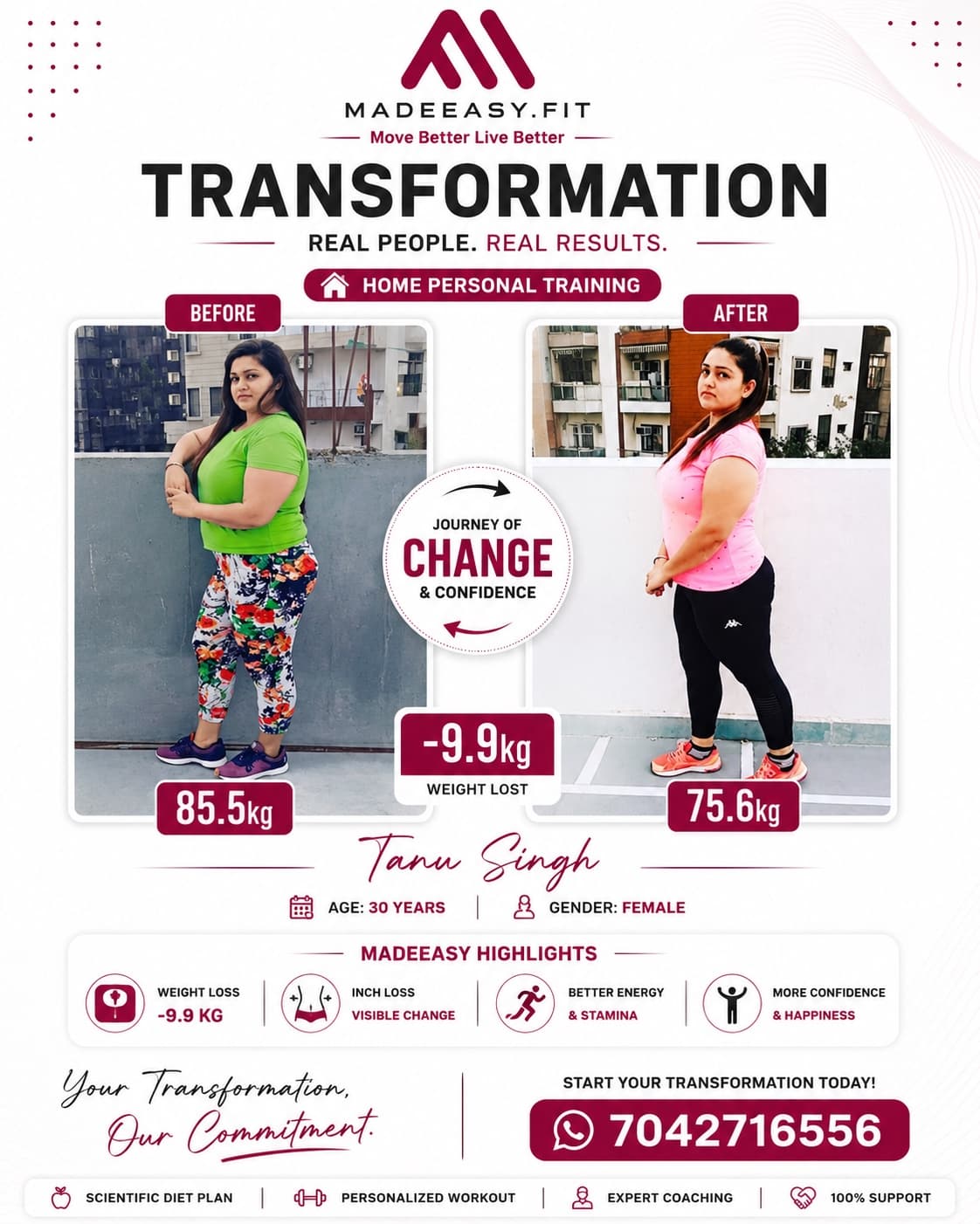 Tanu Singh MadeEasy transformation result